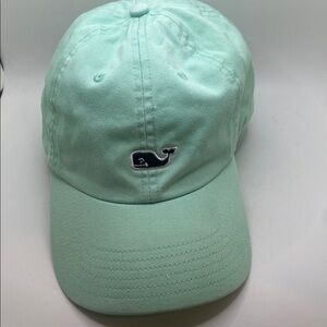 Vineyard Vines Garment-Washed Classic Whale Baseball Hat in Aqua Haze.